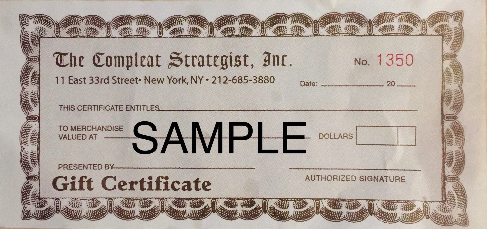 The Compleat Strategist Gift Certificates and Gift Cards