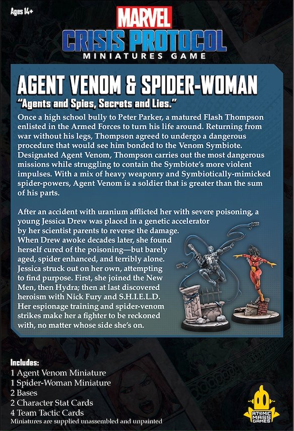 Marvel: Crisis Protocol Agent Venom & Spider - Woman Card Games The Compleat Strategist